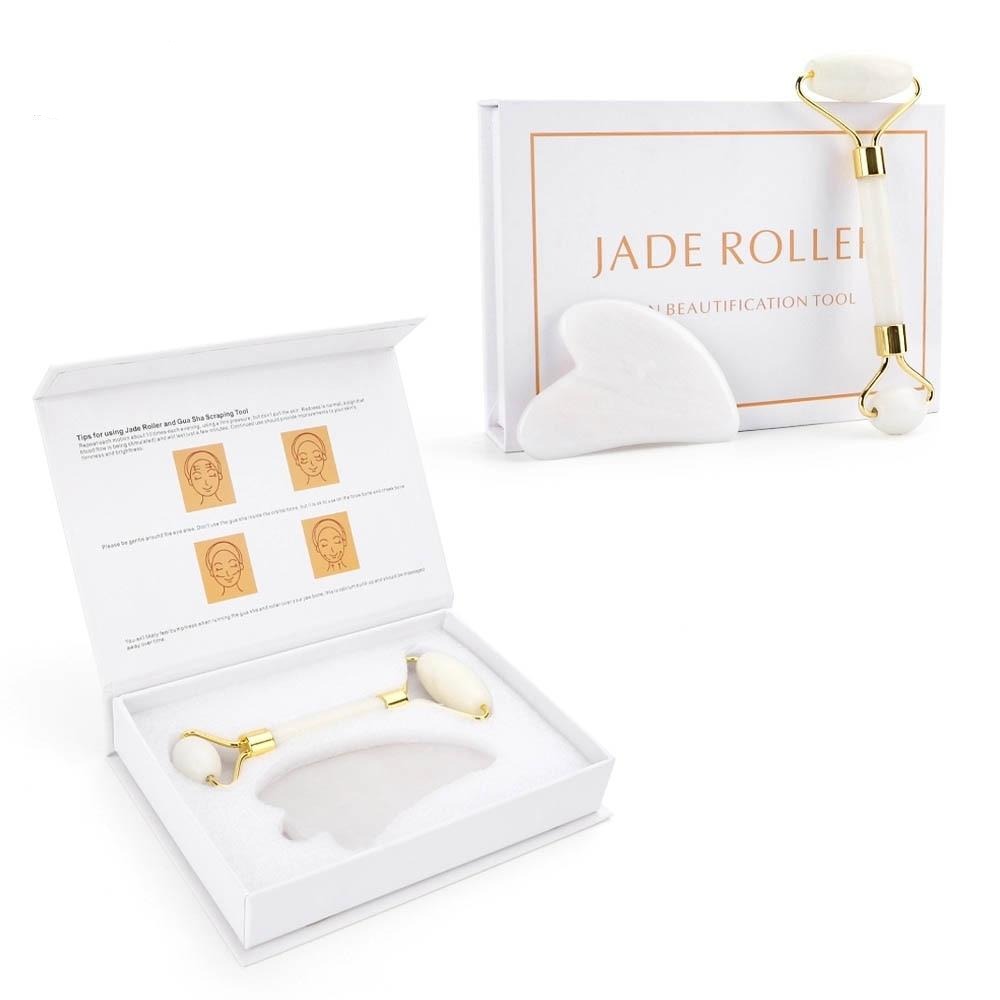 Jade Roller and Gua Sha Skin Scraper Set